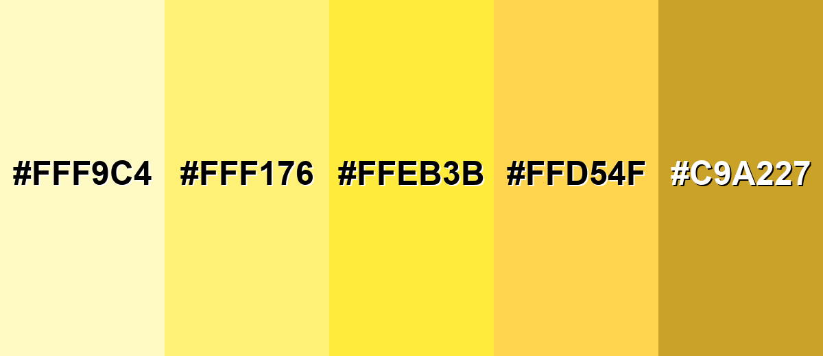 shades and variations of yellow