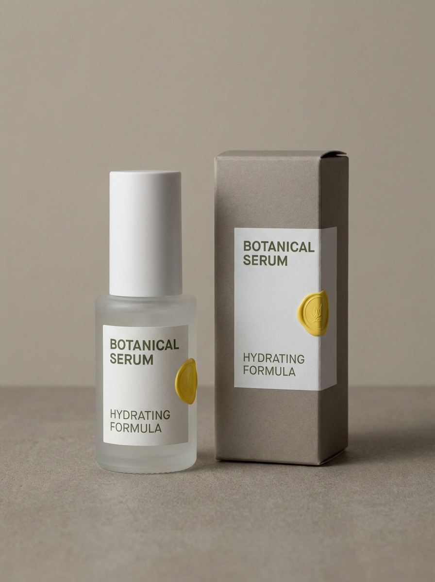minimal skincare packaging in yellow and dark green color combination