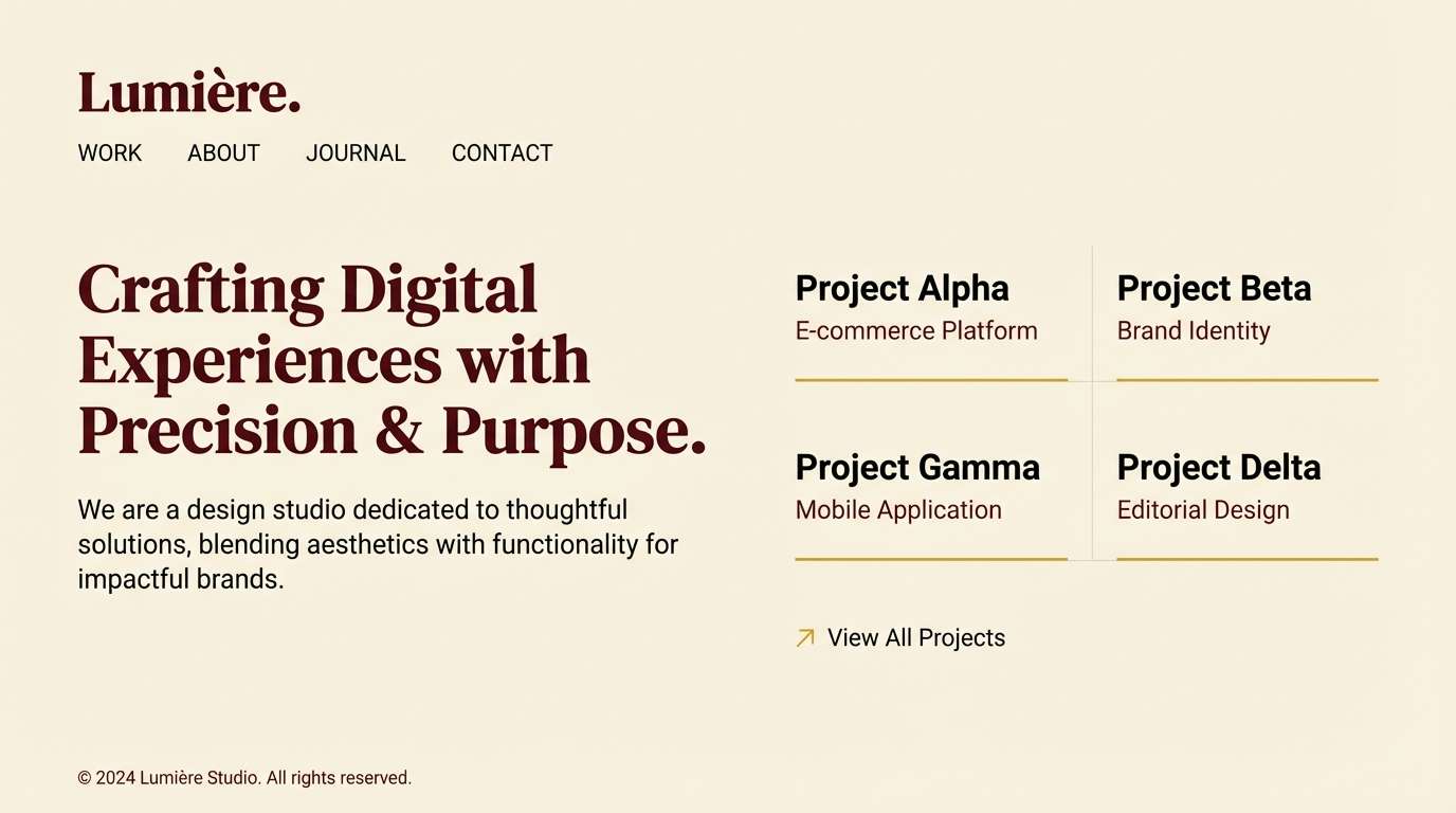 minimal portfolio ui mockup