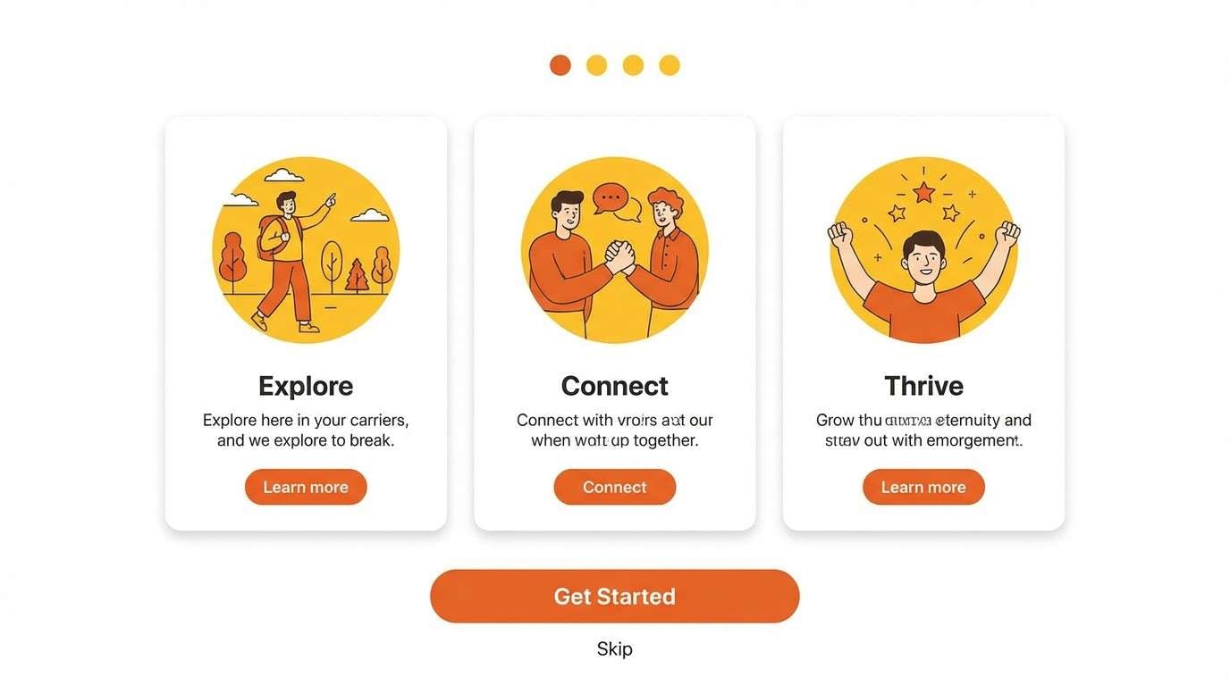 warm onboarding ui mockup