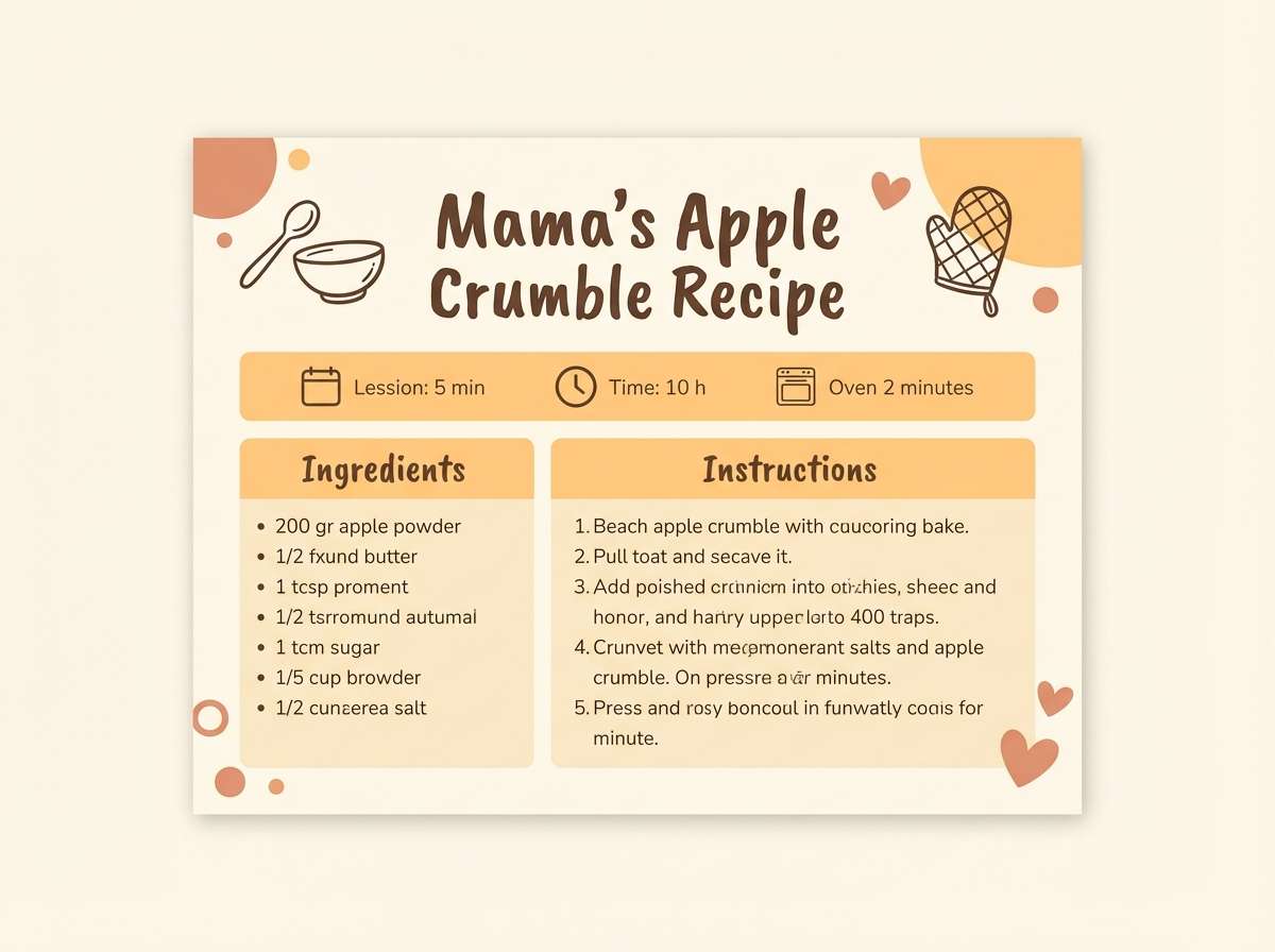 cozy kitchen recipe card