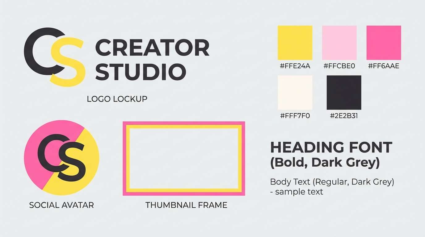 yellow pink creator brand kit board
