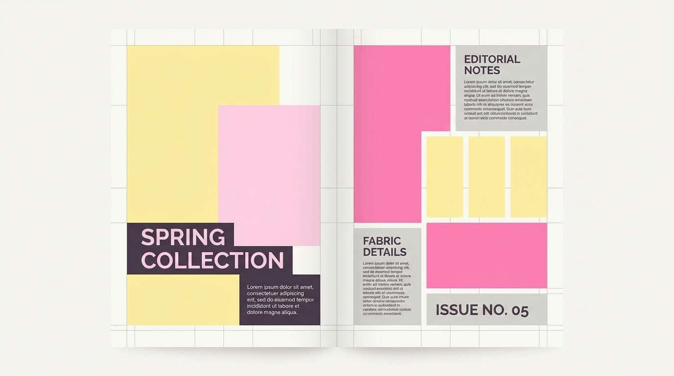 yellow pink fashion editorial layout