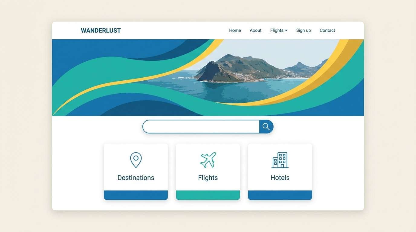 travel landing ui mockup