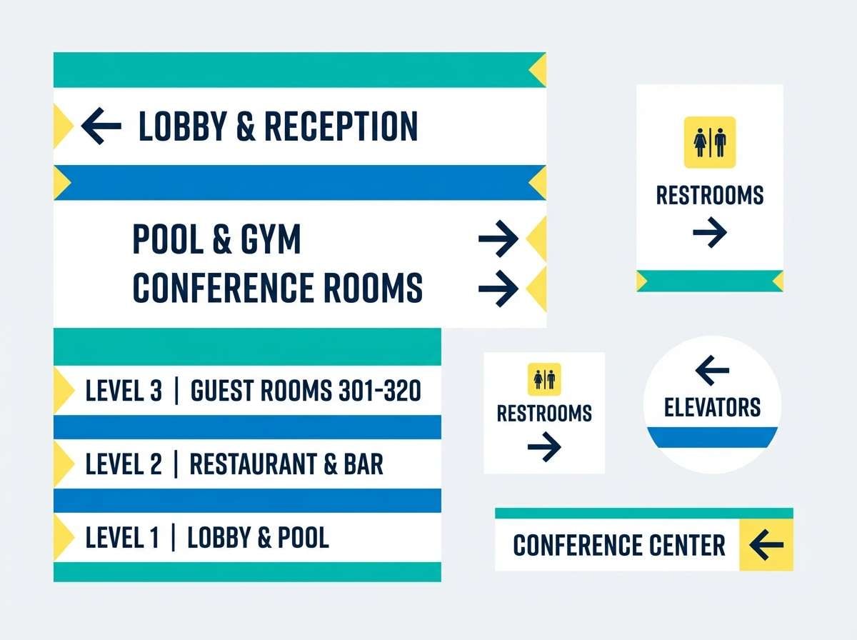 hotel wayfinding signage set