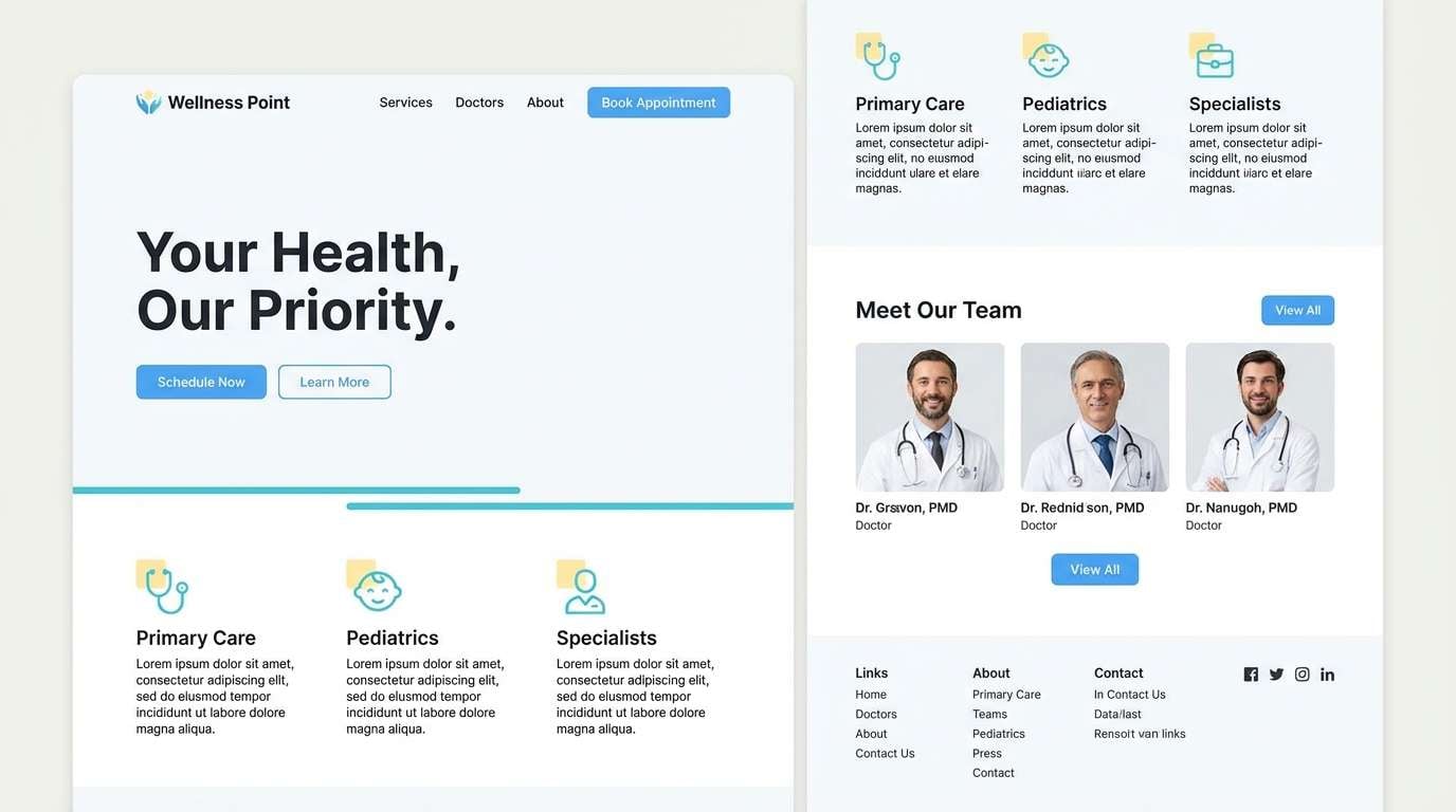 clinic website ui layout
