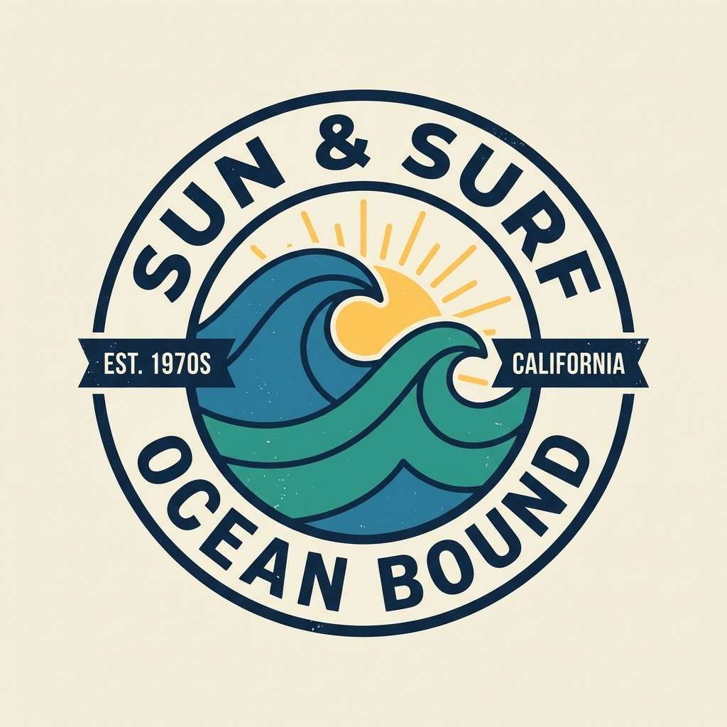 retro surf badge graphic