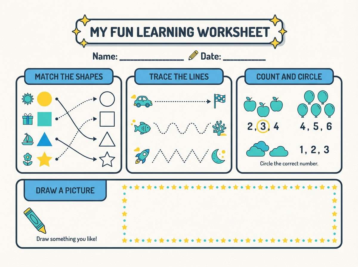 kids worksheet printable layout