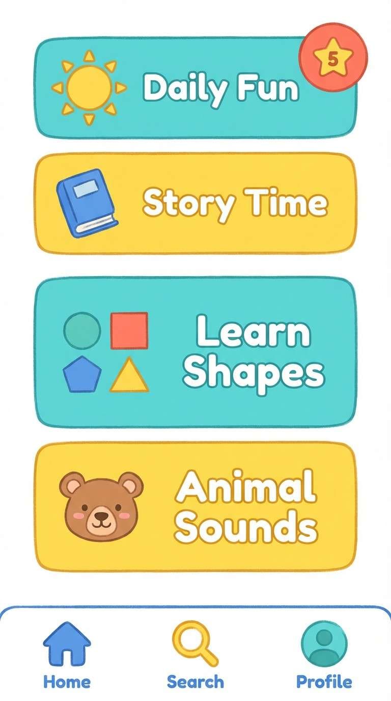 kids learning app ui
