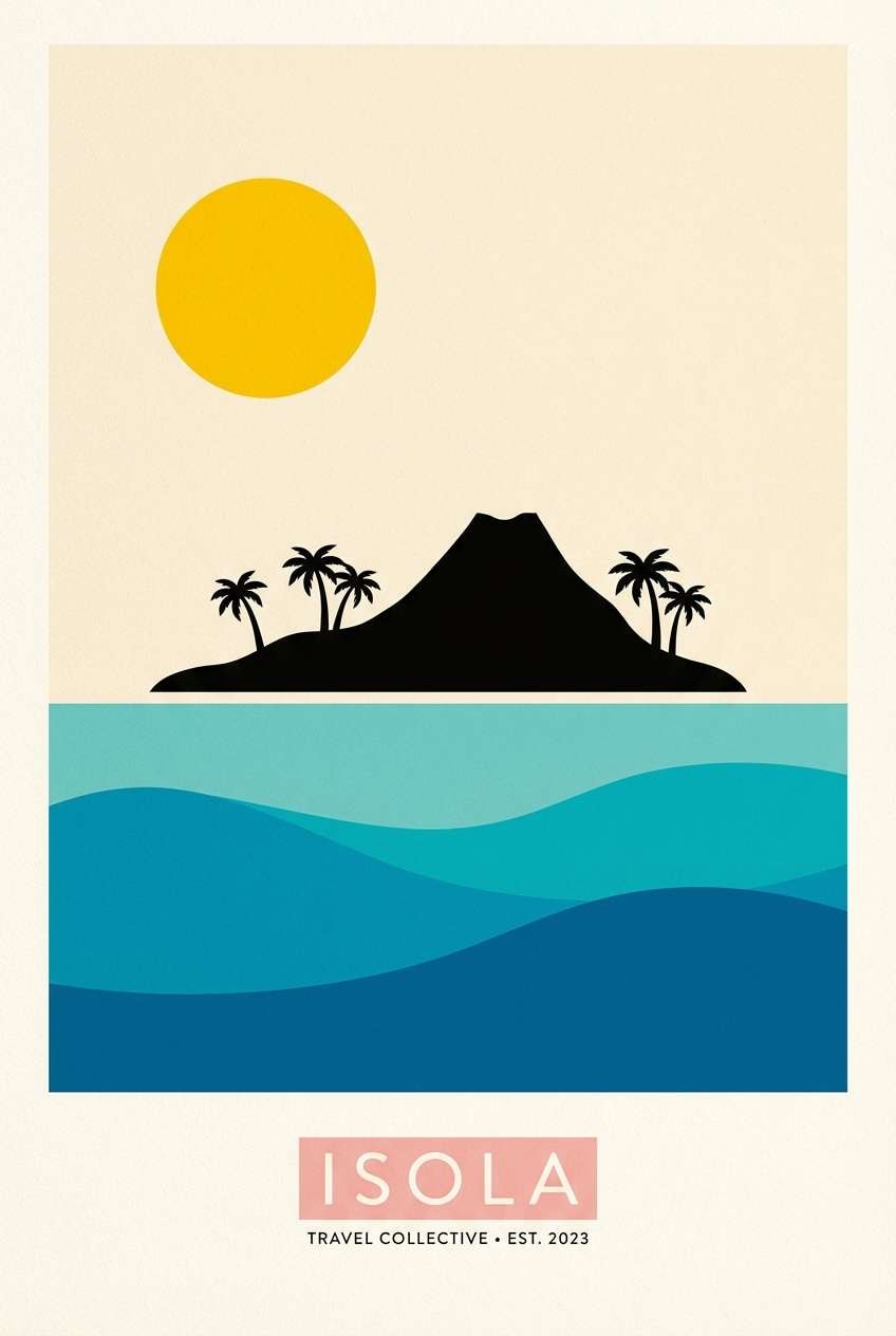 island sunrise travel poster