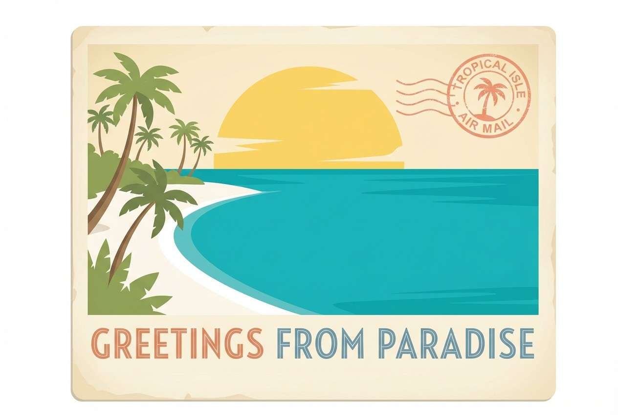 tropical postcard illustration