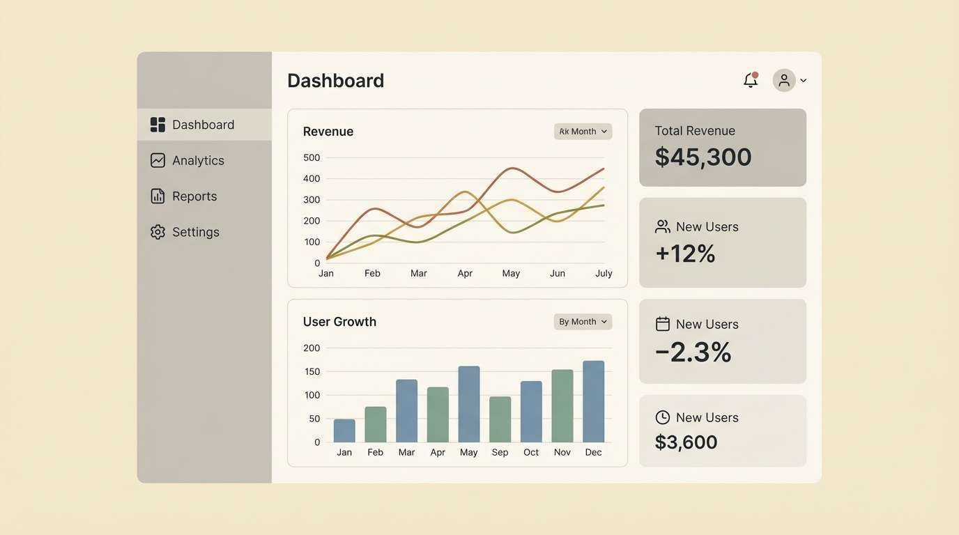 minimal dashboard warm neutrals