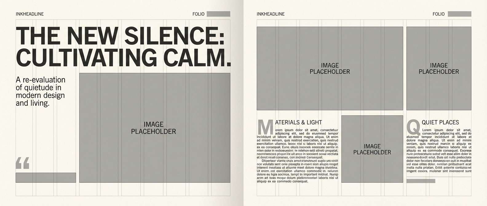 clean editorial layout in grays