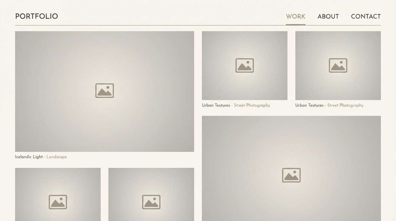 portfolio layout in taupe gray