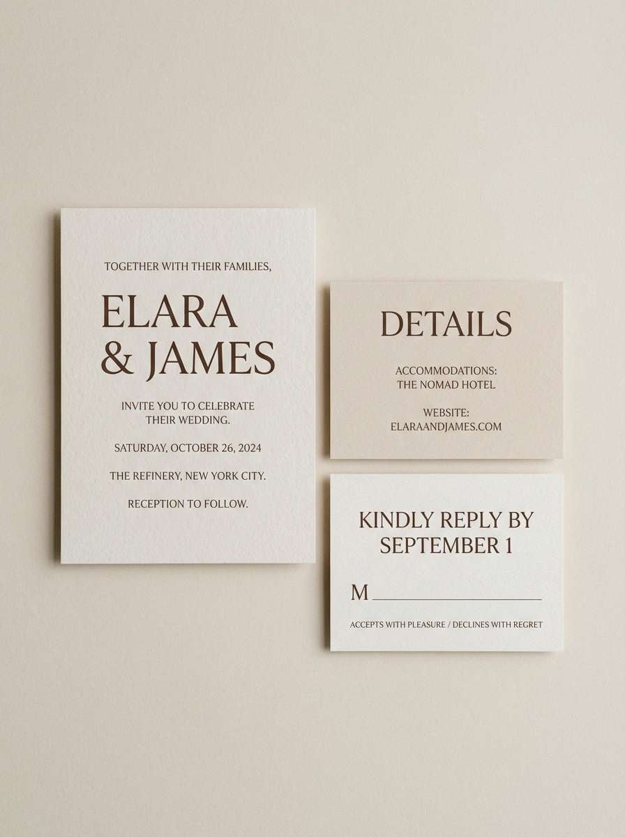 beige wedding invitation suite