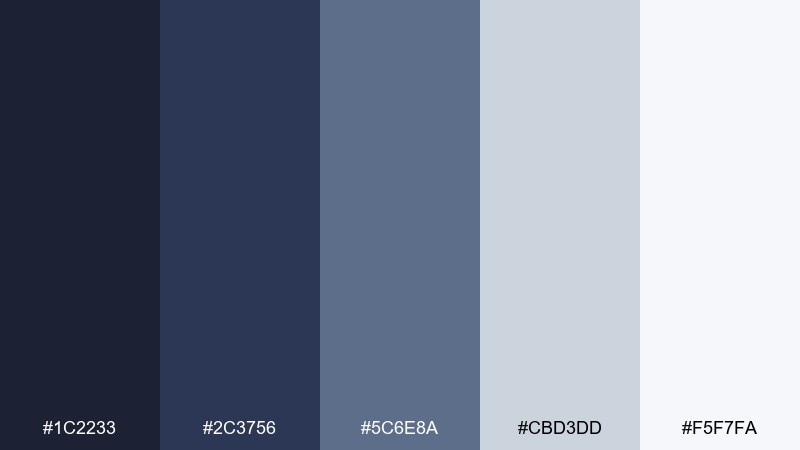 zen slate indigo blue color palette with hex codes