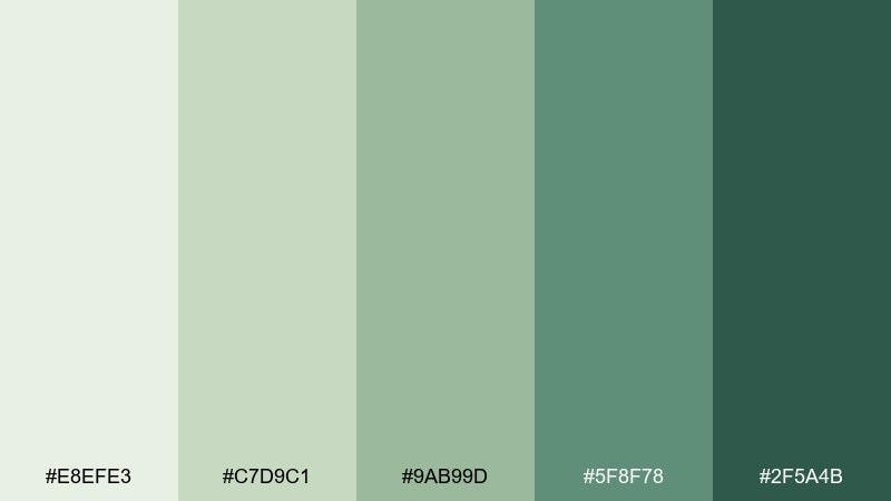 zen terrace tea green color palette with hex codes