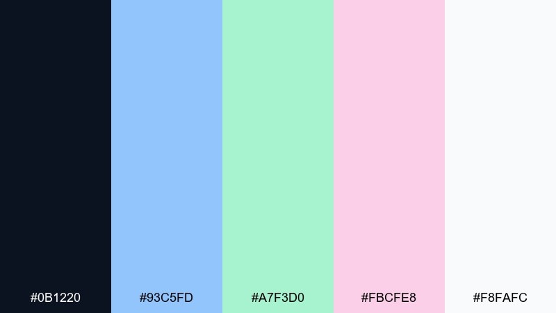 zero gravity pastel futuristic color palette with hex codes