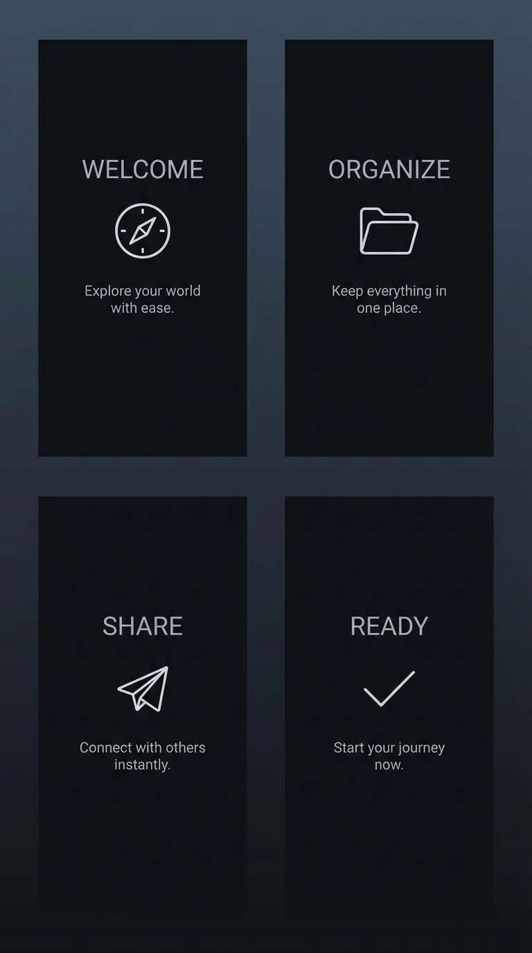 dark onboarding ui screens