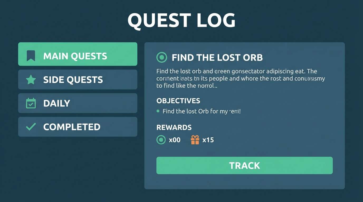 quest log ui mockup