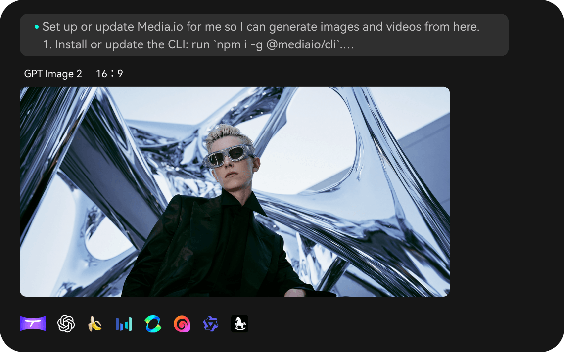 Set up Media.io once. Then just start creating in Codex.