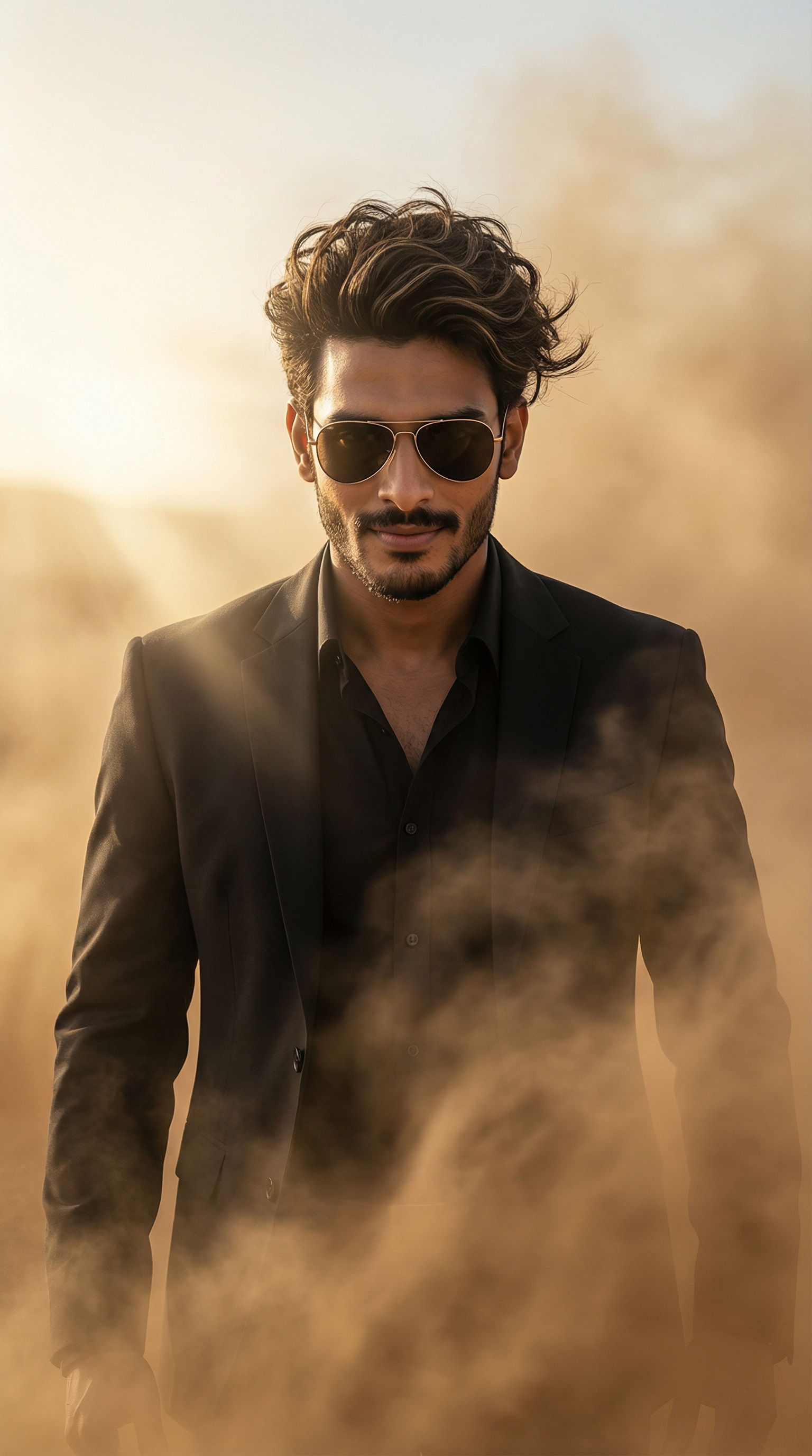 Rehman Dakait sunglasses stance – AI prompt sample
