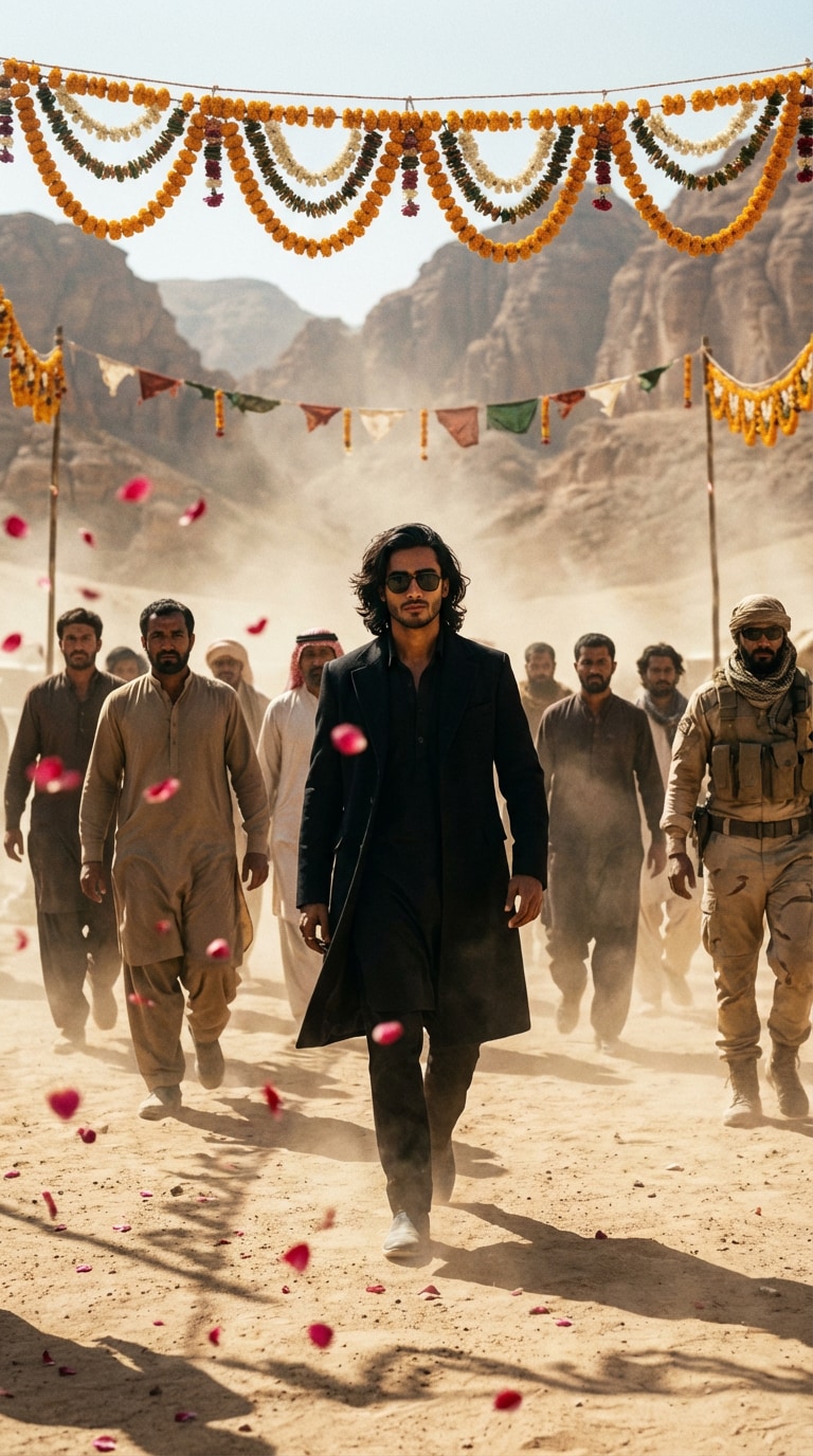 Dust storm dramatic pose – AI prompt sample