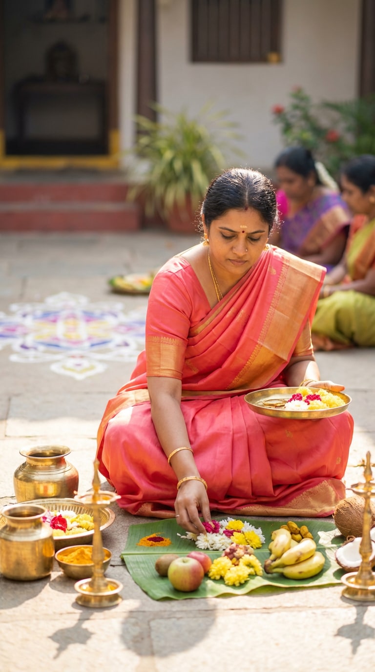 Pongal Morning Ritual with Offerings
