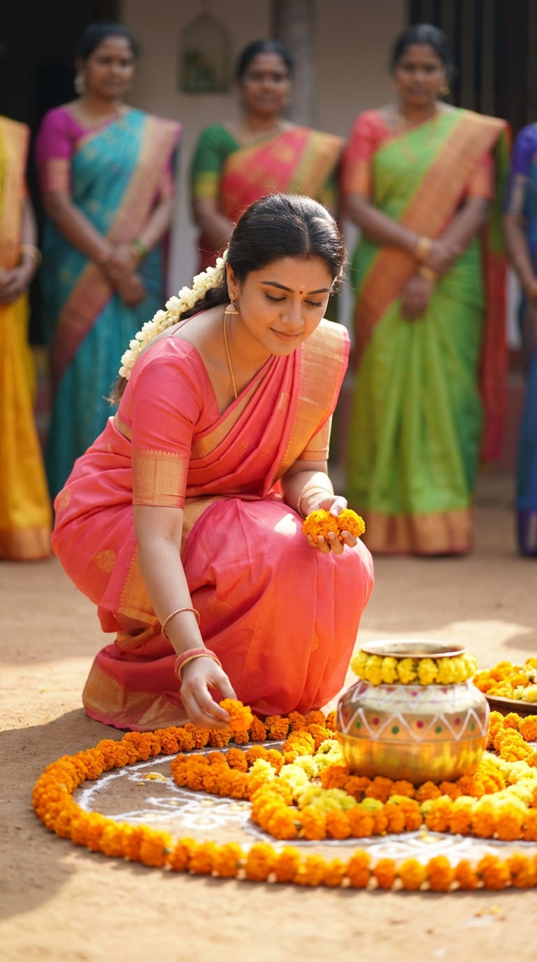 Pongal Kolam Ritual Ceremony