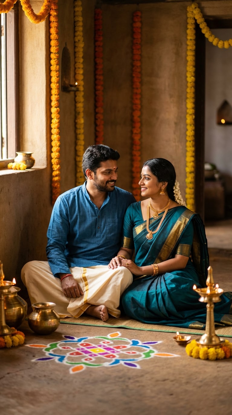 Pongal Couple Traditional Portrait