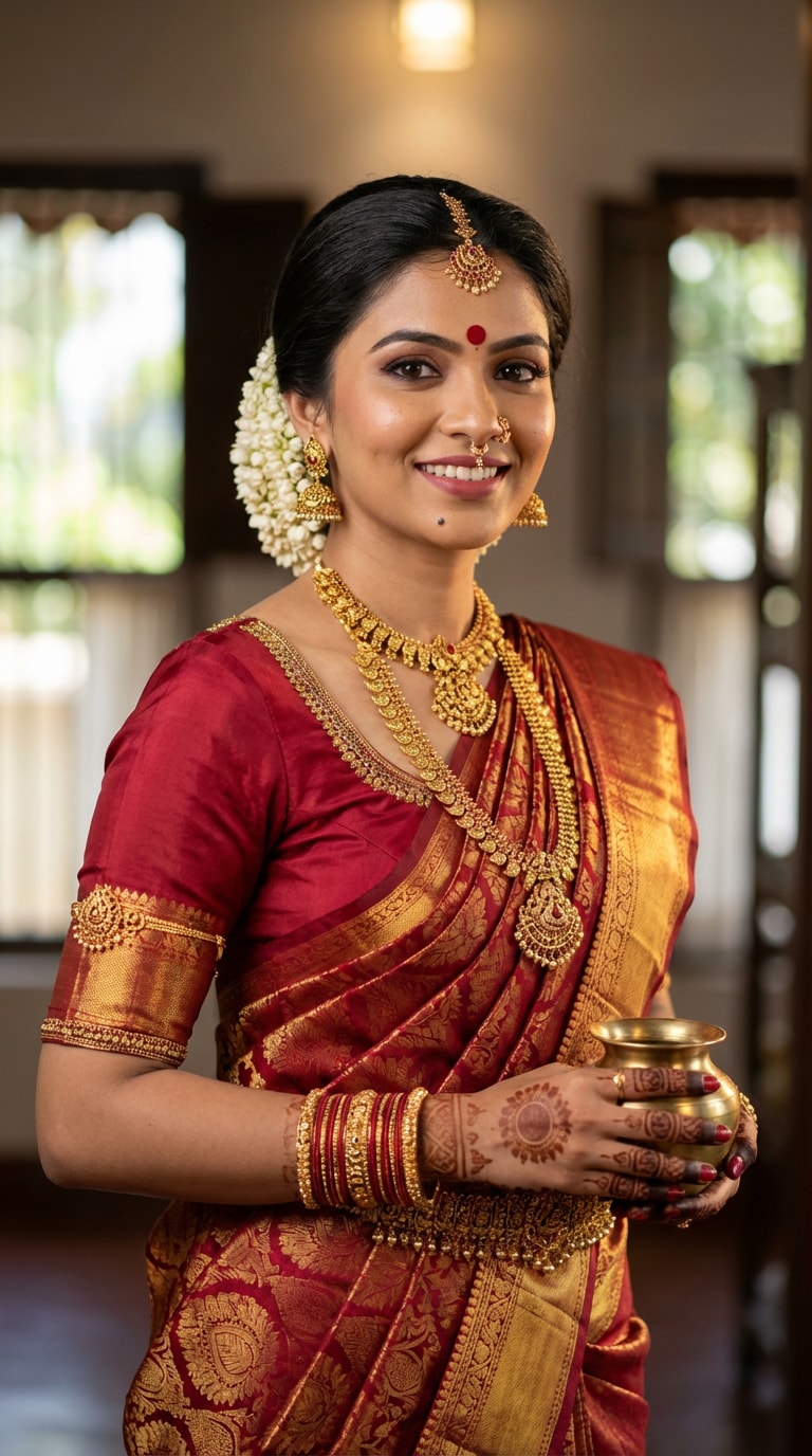 Pongal Bridal Portrait with Jewelry