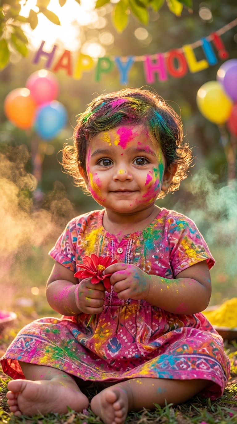 holi baby photo prompts