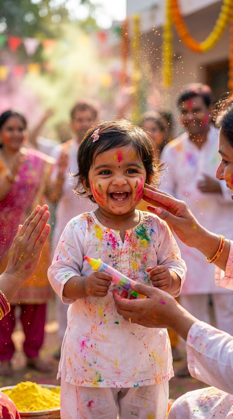 happy holi baby photo editing
