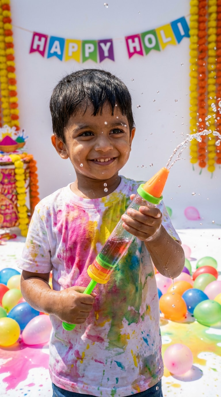 holi photoshoot ideas for kid
