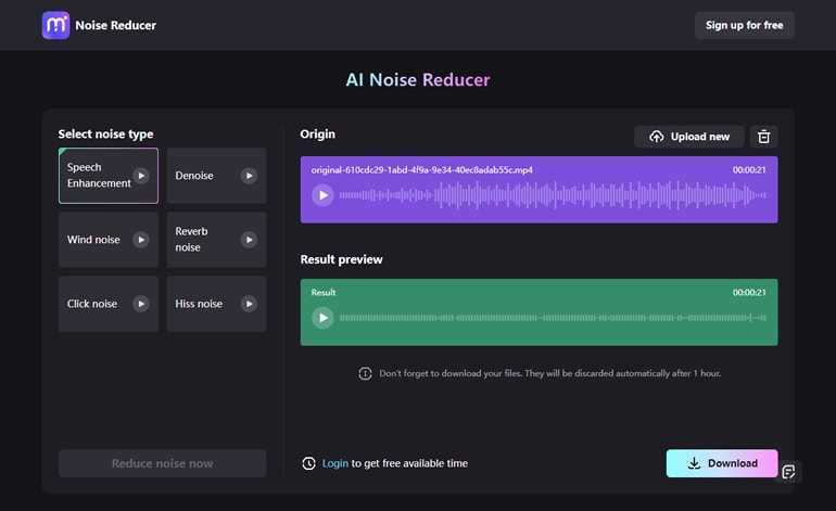 télécharger le résultat audio