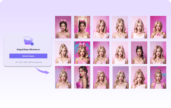 upload photos and convert them into barbie-style pics