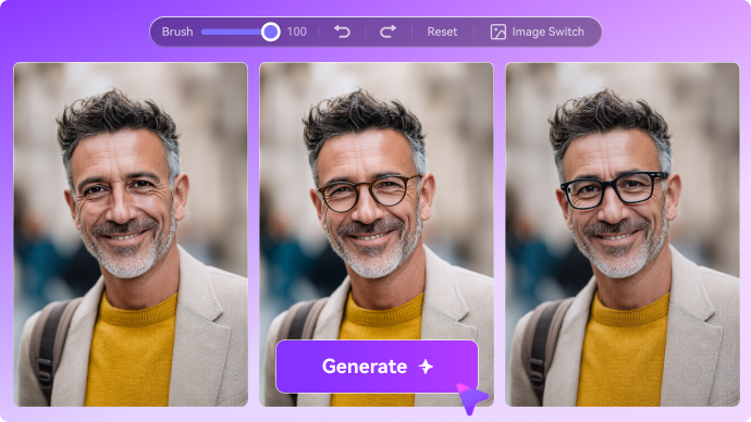 add spectacles to photo ai