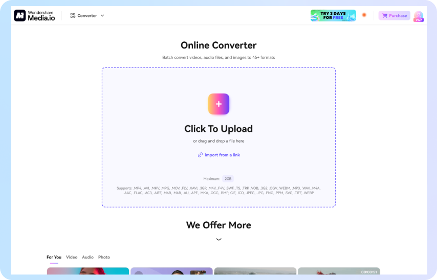 access the converter and upload