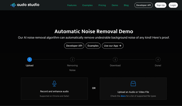 audo.ai background voice remover