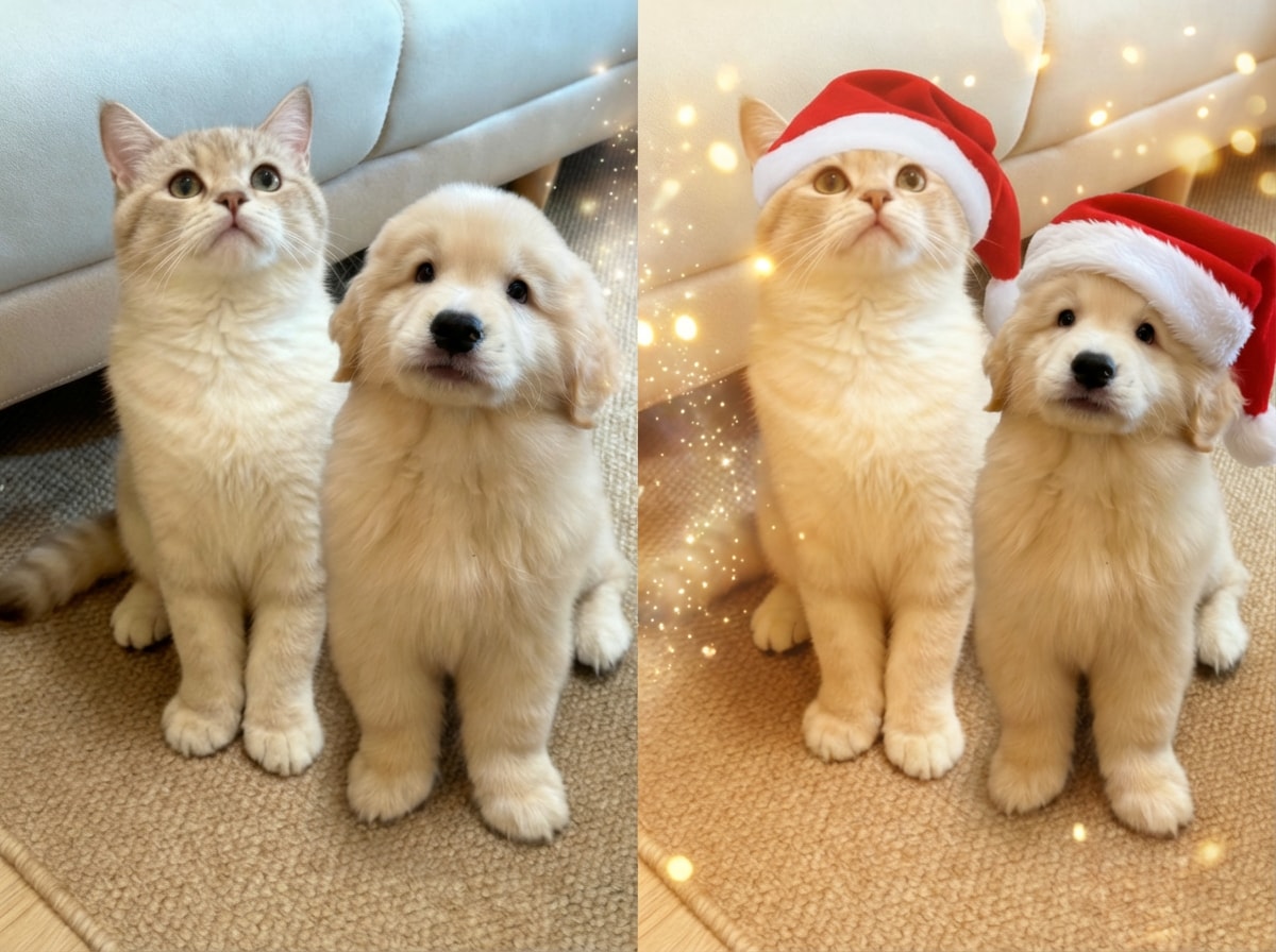 Add Santa hat to pet photo with AI