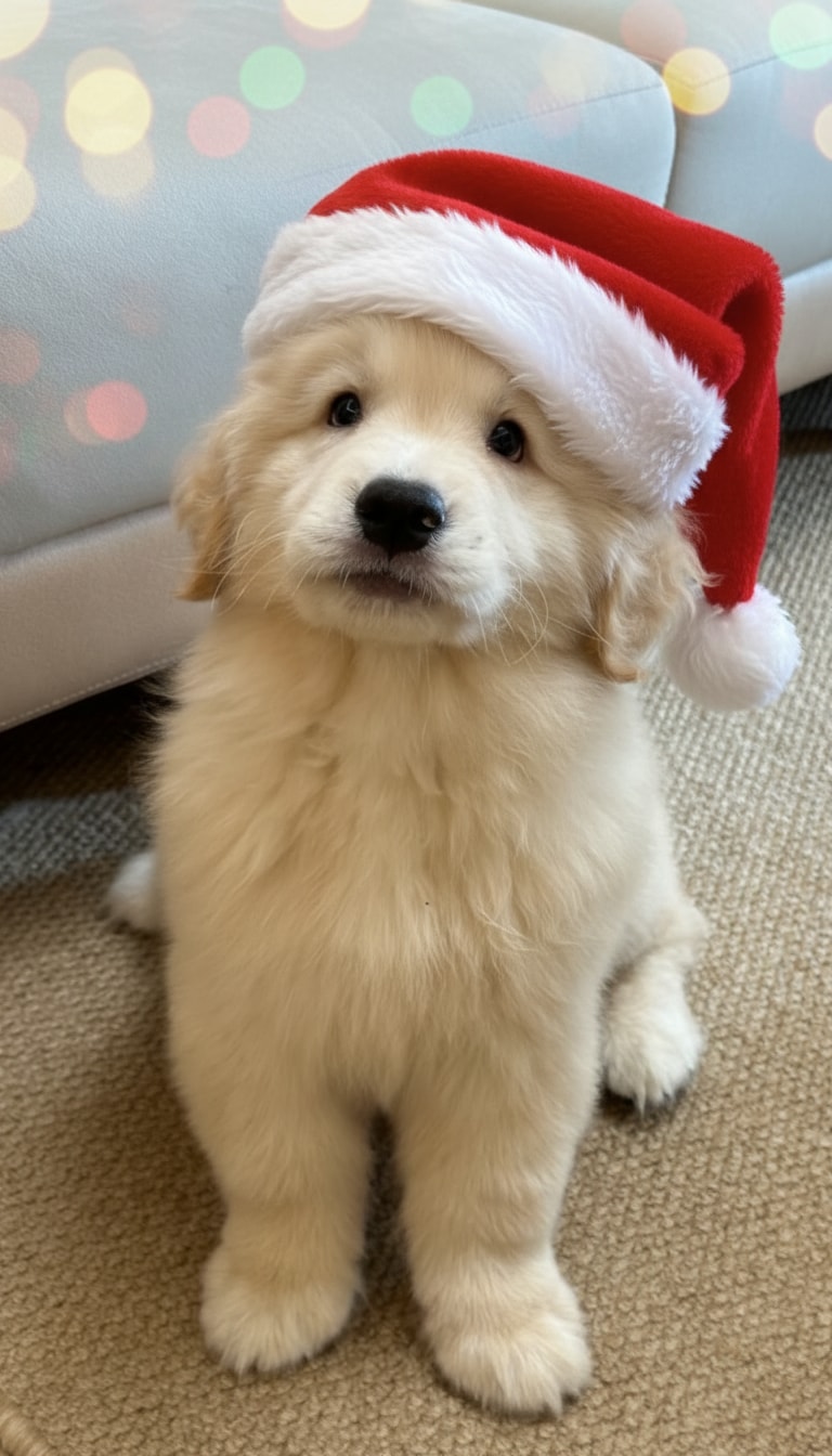 AI Christmas hat on dog
