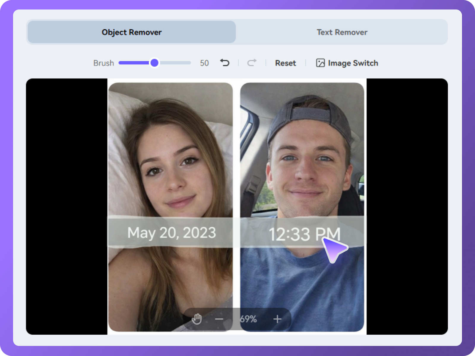 brush over text and background