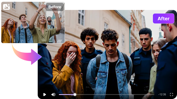 Generate ai police arrest video from image