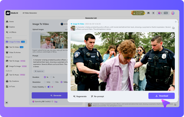 generate your ai arrest video