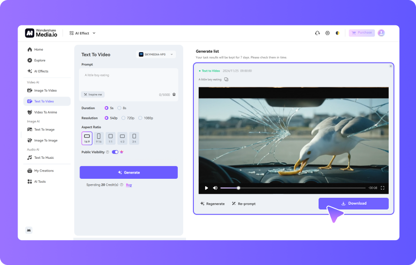Generate your seagull video. 