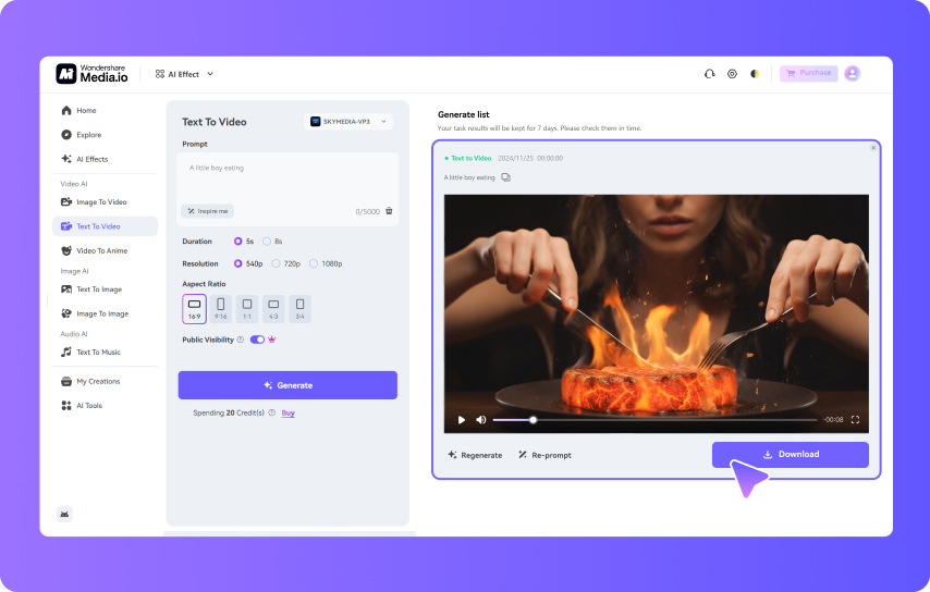 Generate and Share Your AI Mukbang Video