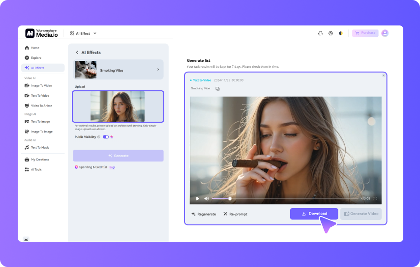 step3 Generate & Download Your Smoking Video
