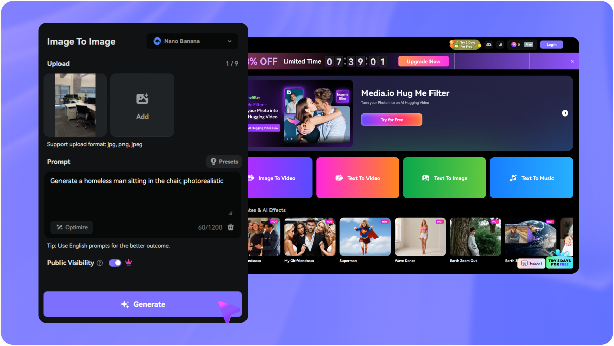 Step 2: Paste an AI boss prank prompt like Office Stranger or Prison Escapee