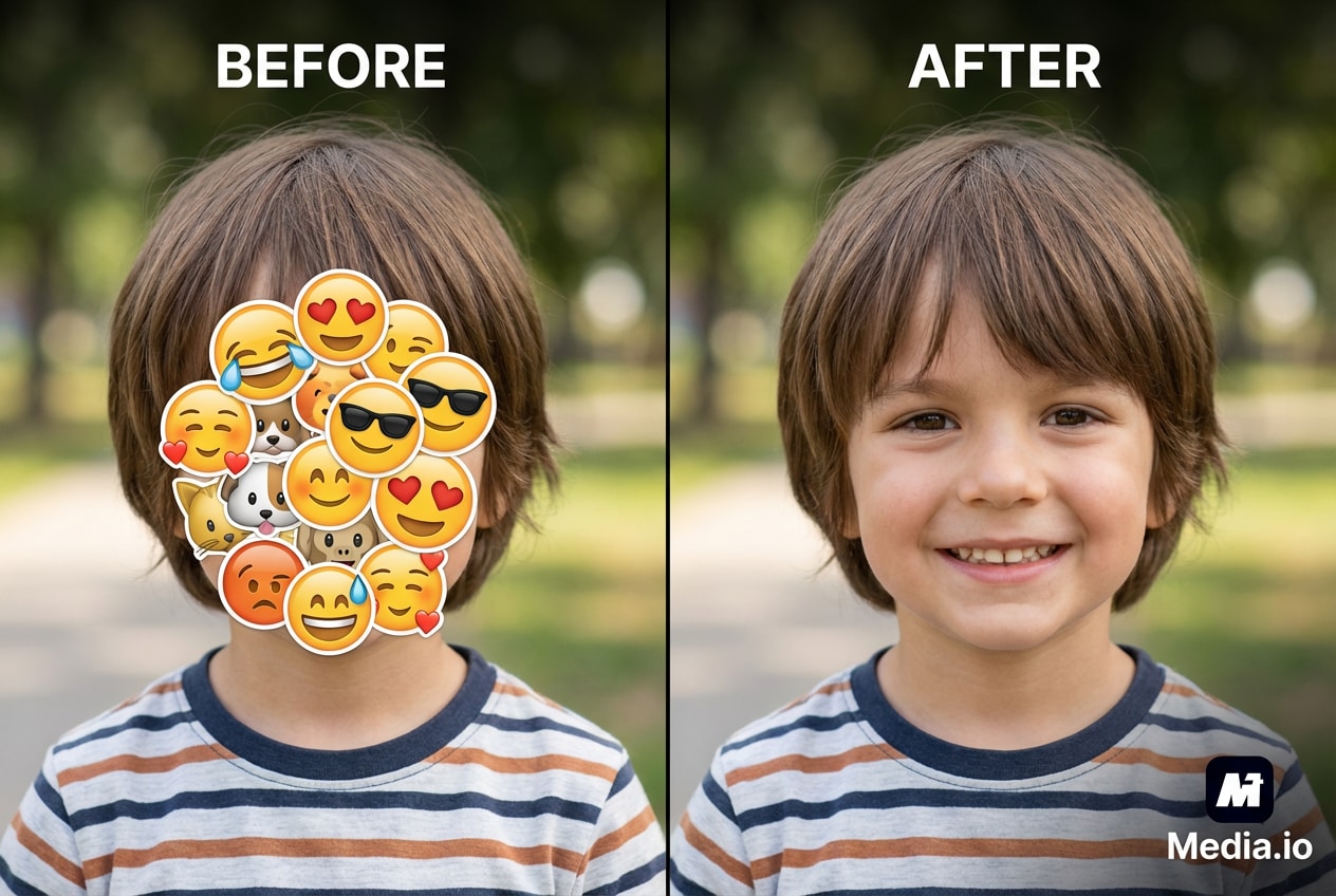 Remove stickers and emojis from safe photos with AI