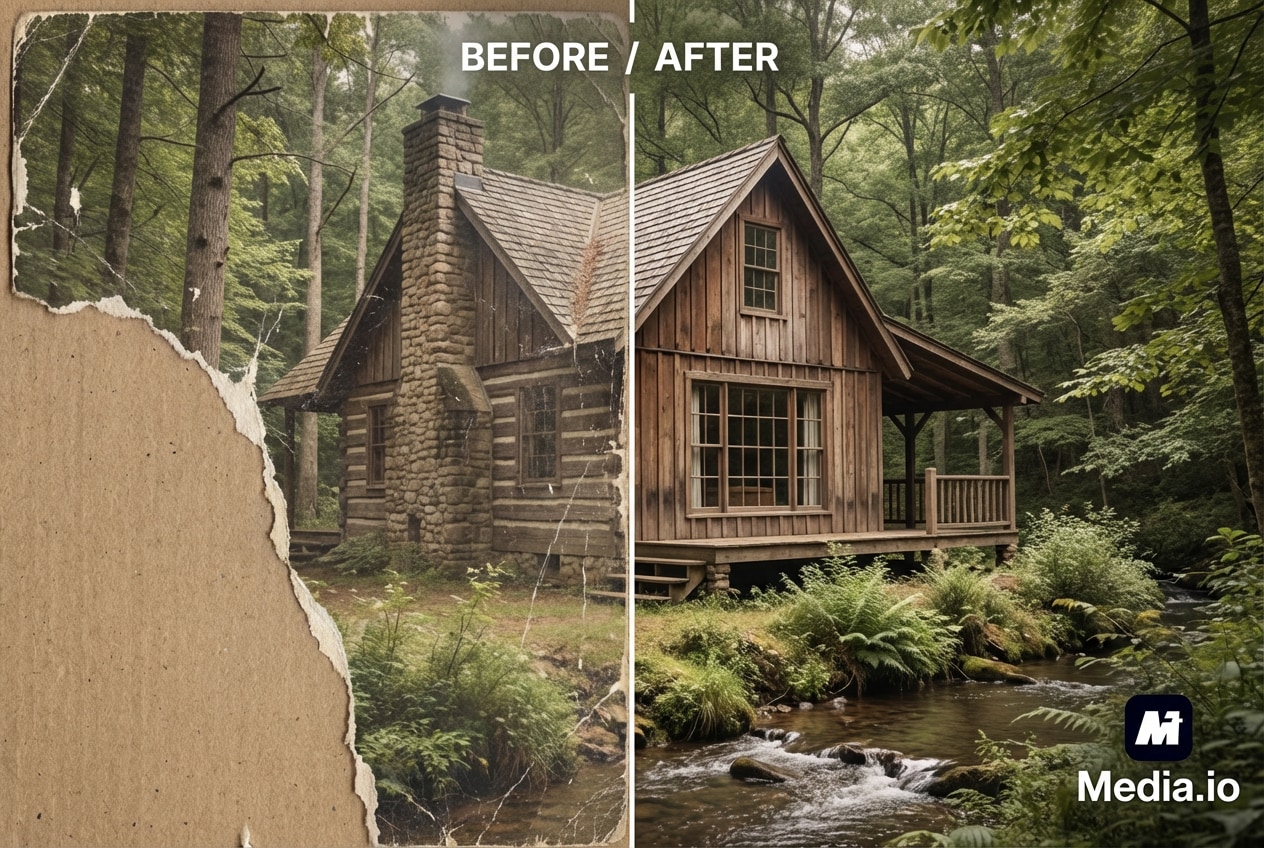 Restore missing or damaged areas in photos with AI